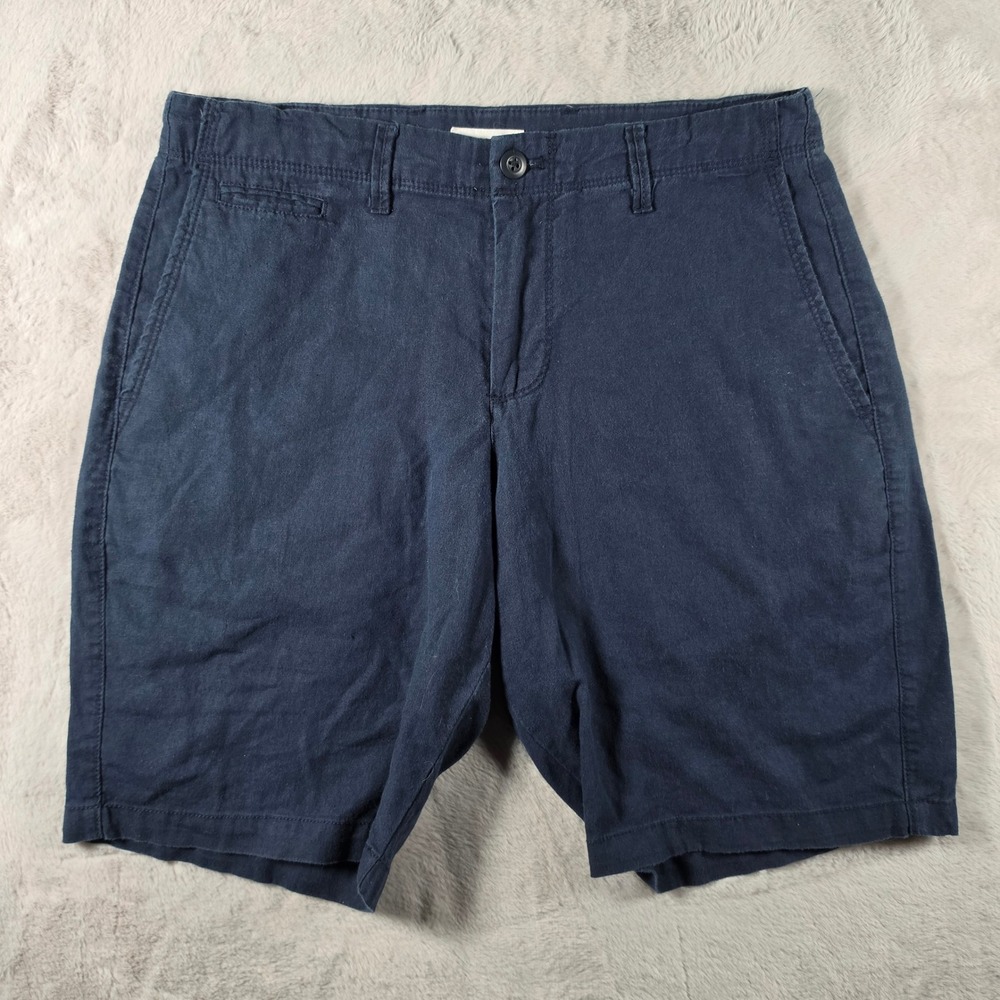 Gap Linen‎ Blend Shorts Mens 31 Navy Blue Flat Front Coastal Summer Casual